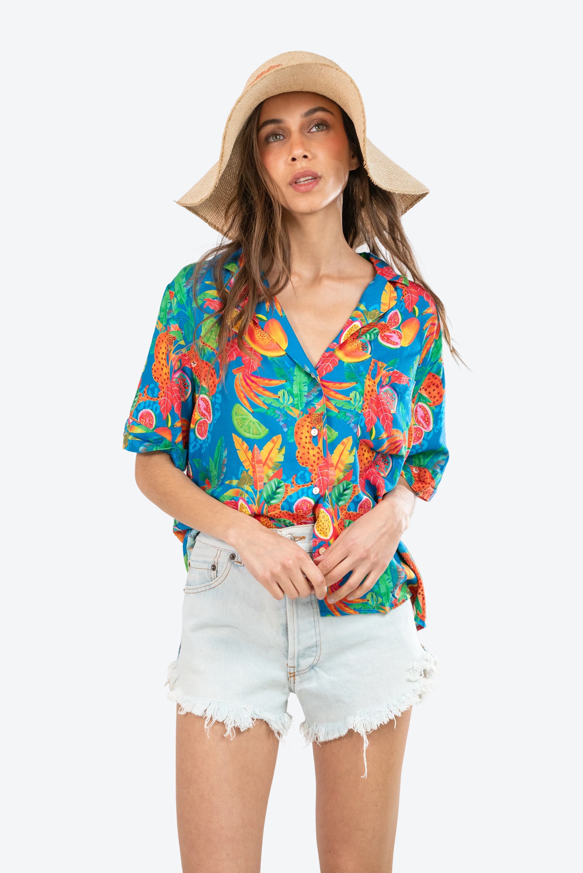 Blusa Begonia Leopardo Azul S26