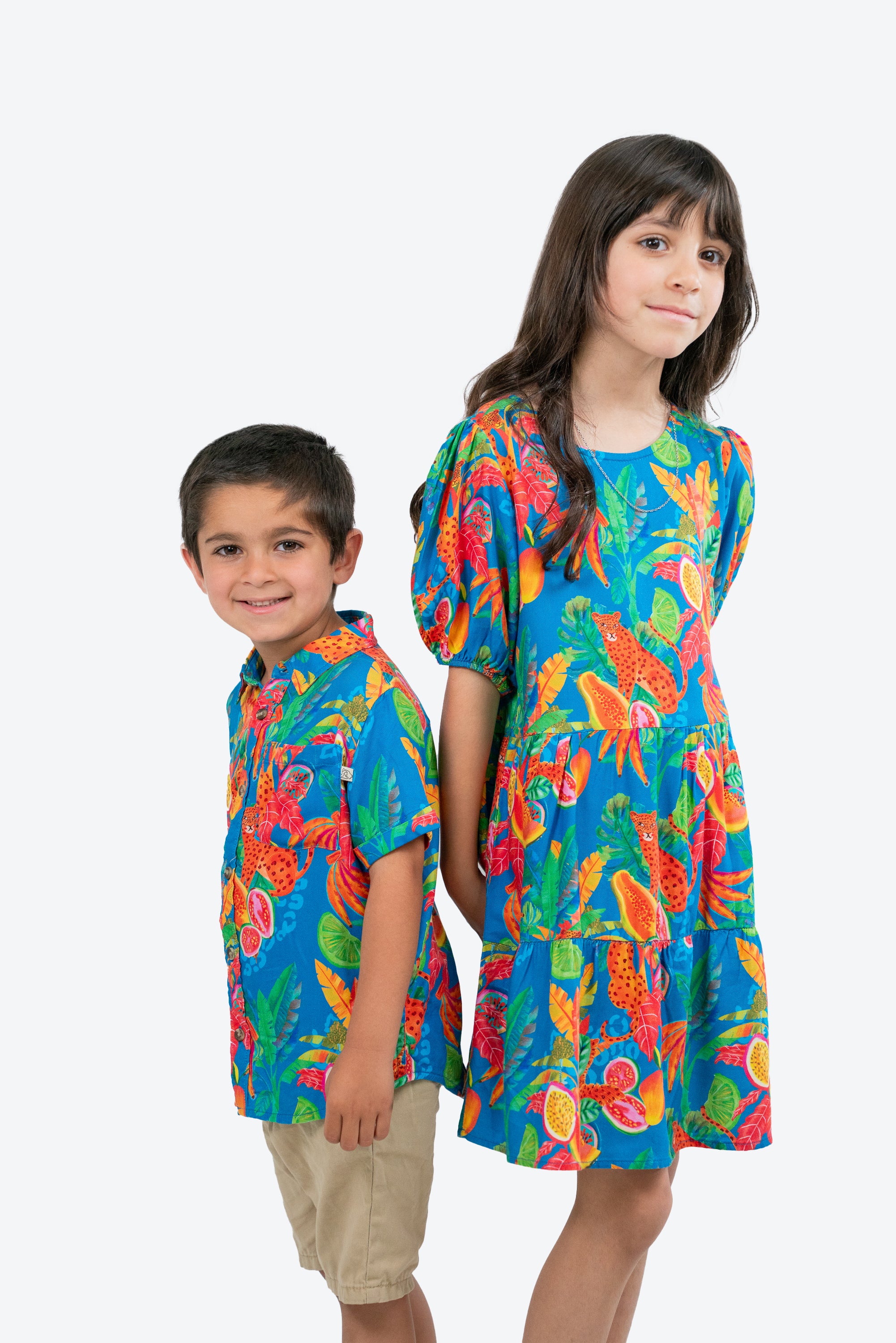 Vestido Infantil Magnolia Leopardo Azul S26