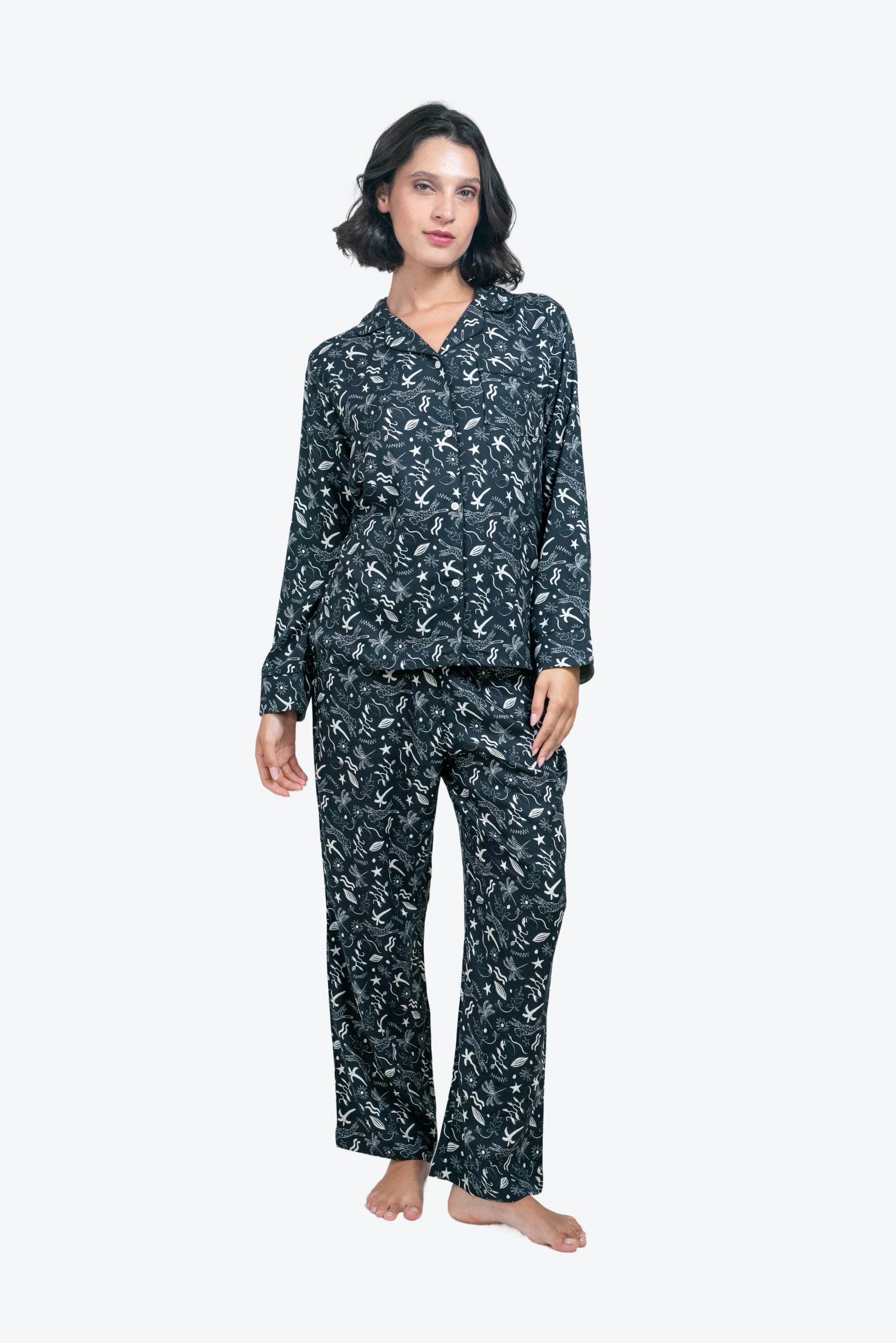 Pijama Violeta Blanco y negro W25