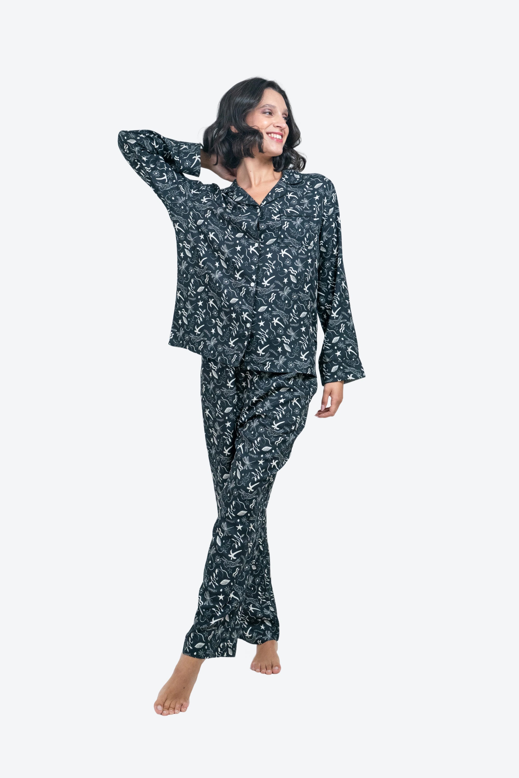 Pijama Violeta Blanco y negro W25