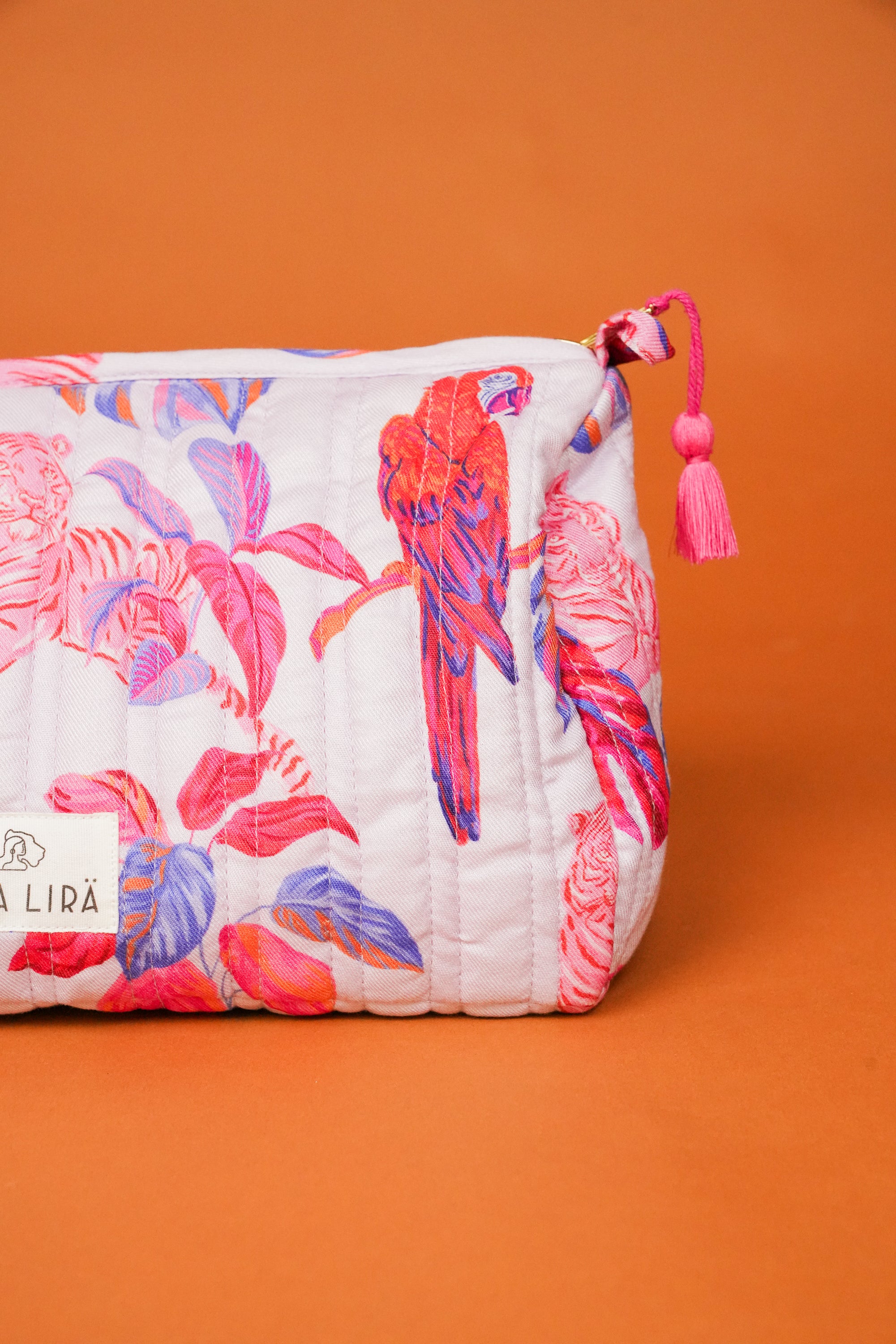 Cosmetiquero Ficus Leopardo Rojo Rosado W26