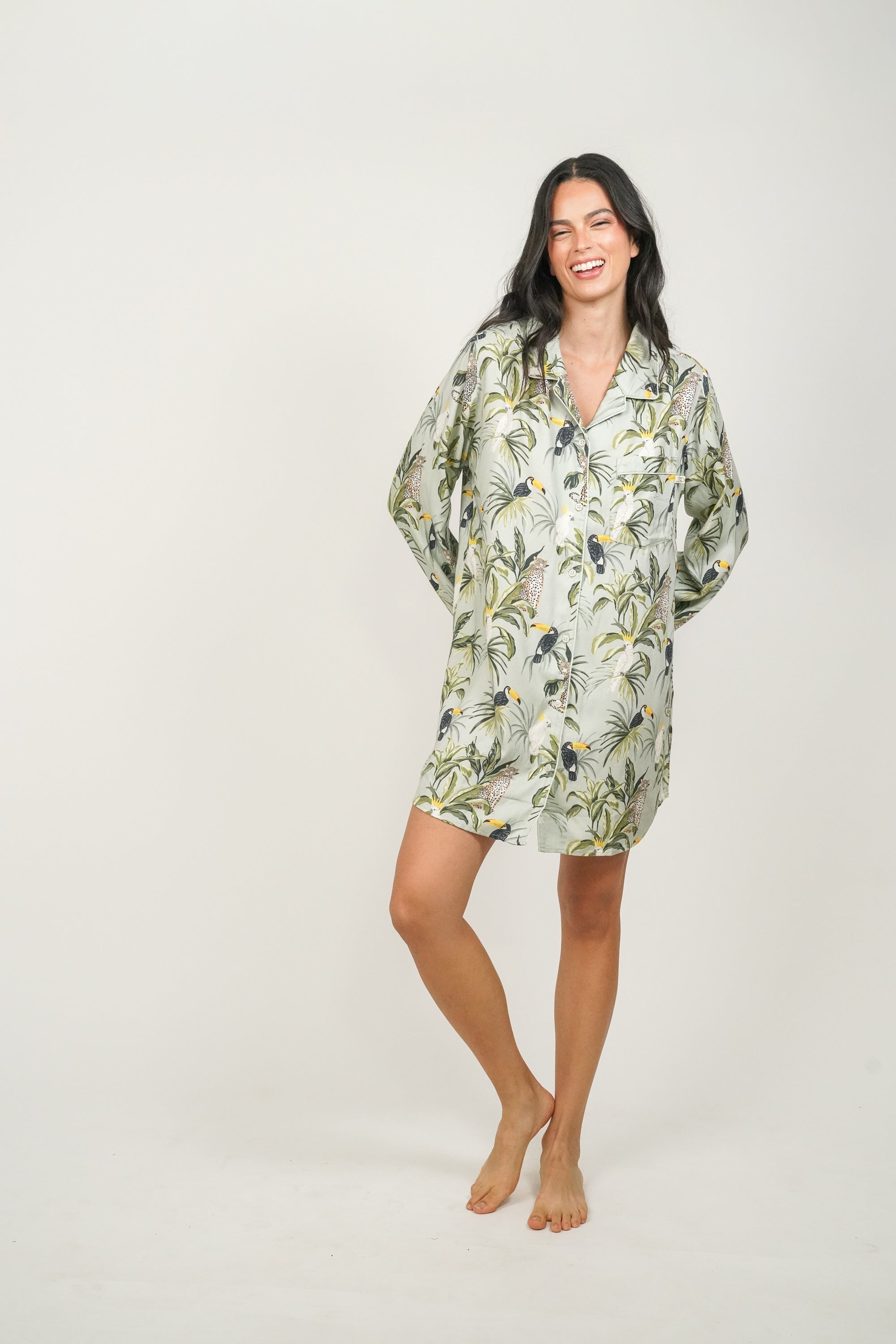Camisa de dormir Amapola Leopardo Cacatuas W26
