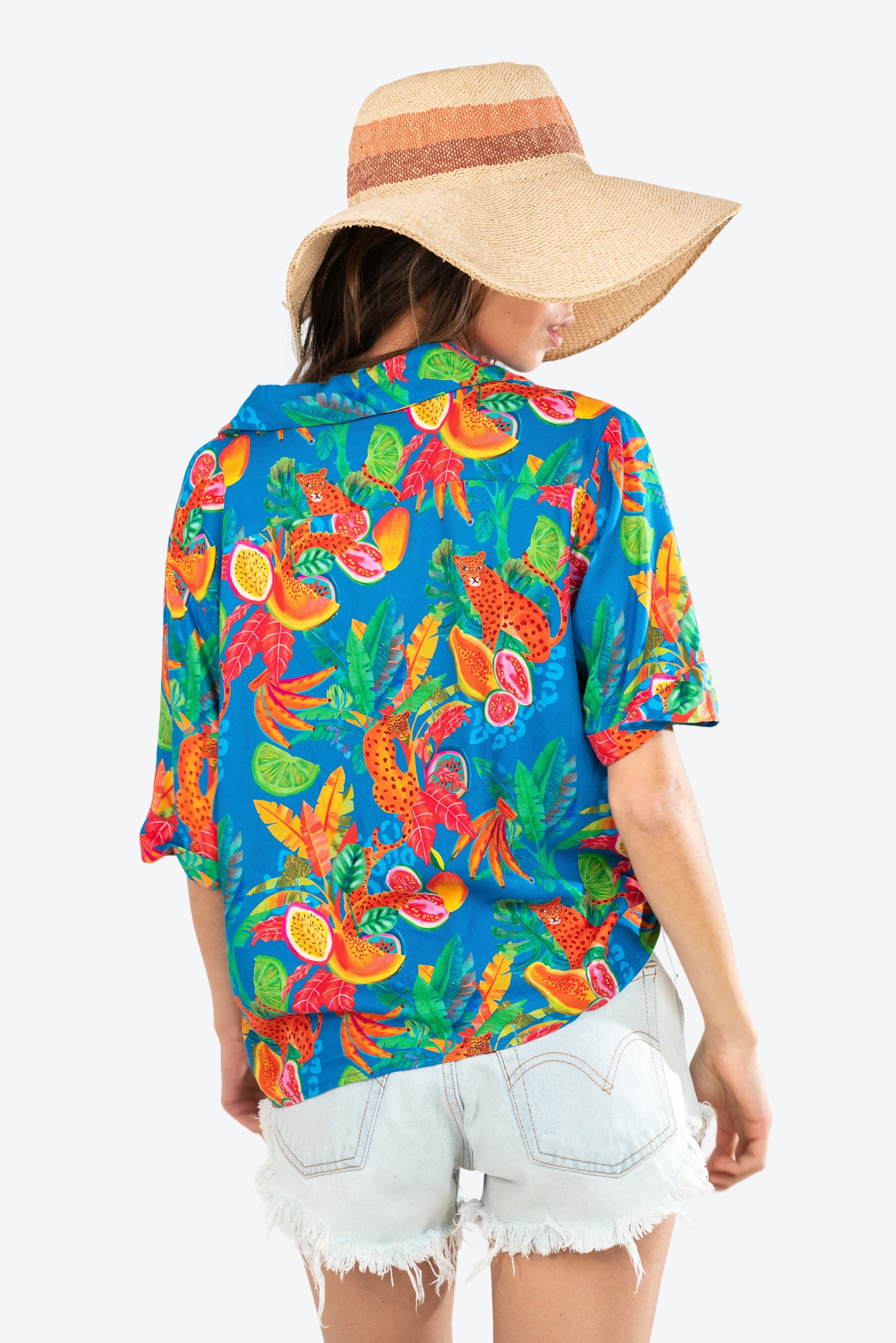 Blusa Begonia Leopardo Azul S26