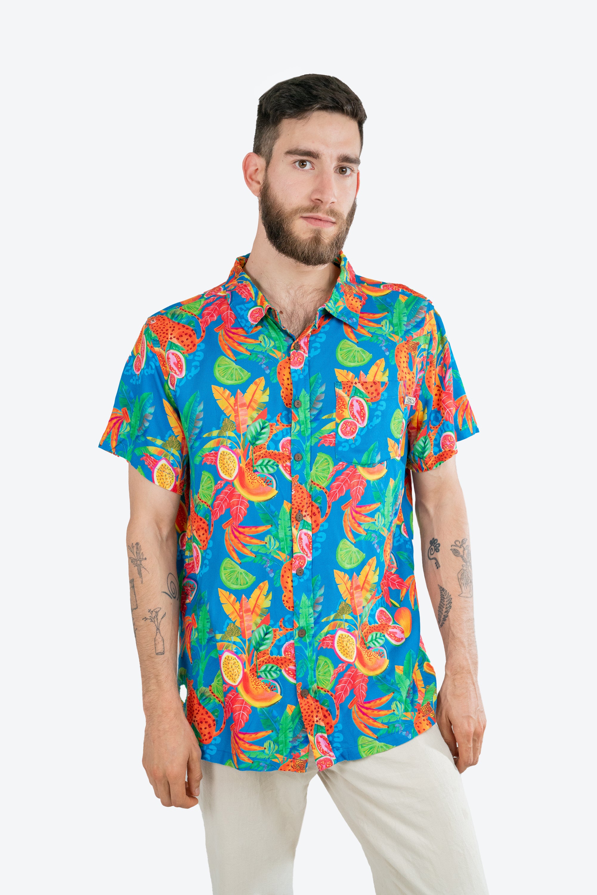 Camisa Alirio Leopardo Azul S26