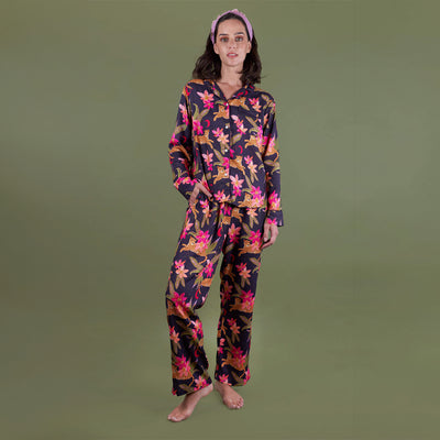 Pijama Violeta Leopardo marino