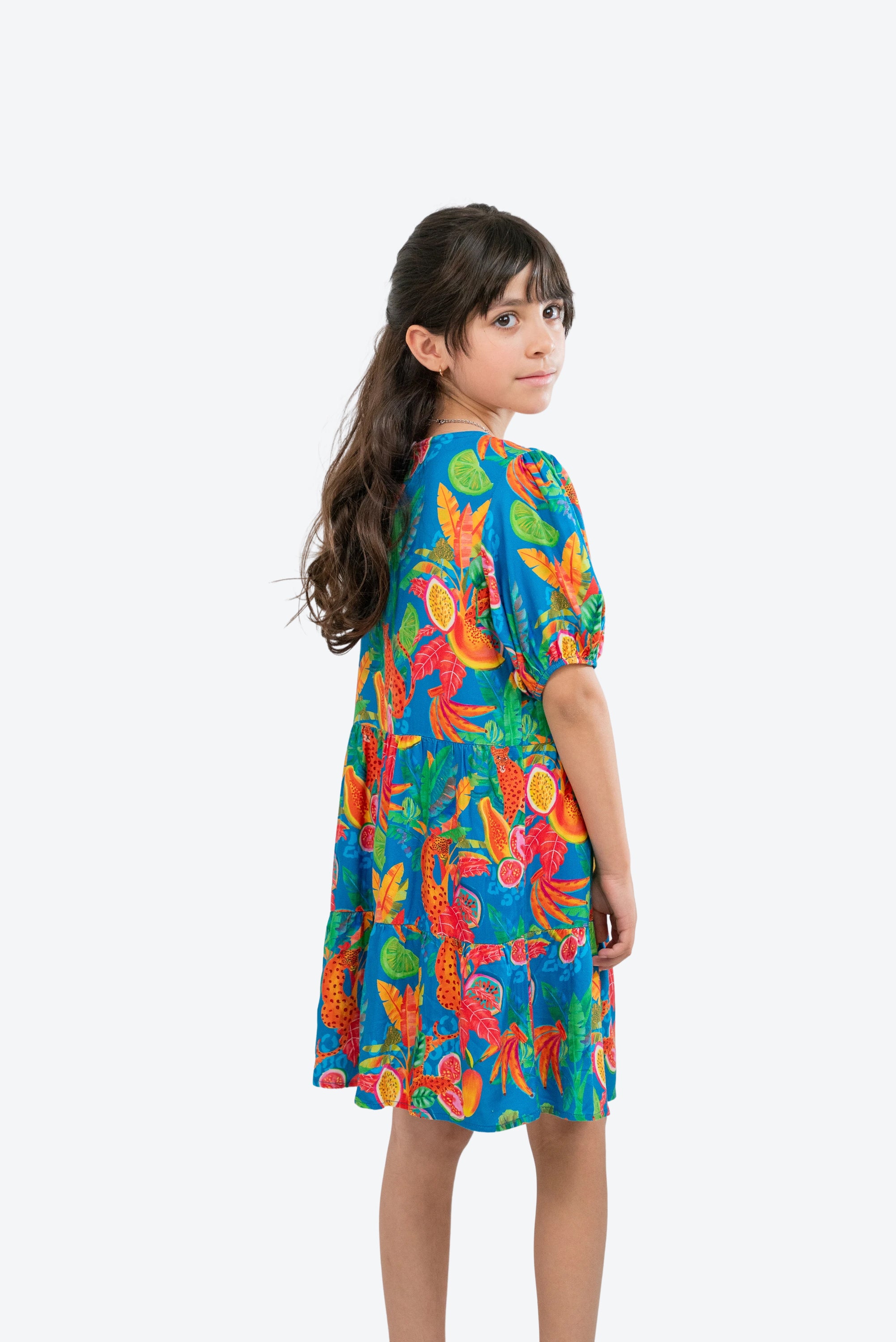 Vestido Infantil Magnolia Leopardo Azul S26