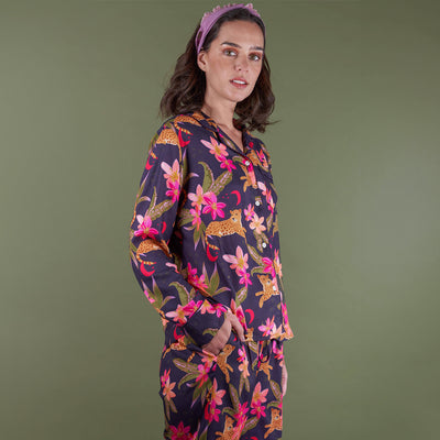 Pijama Violeta Leopardo marino