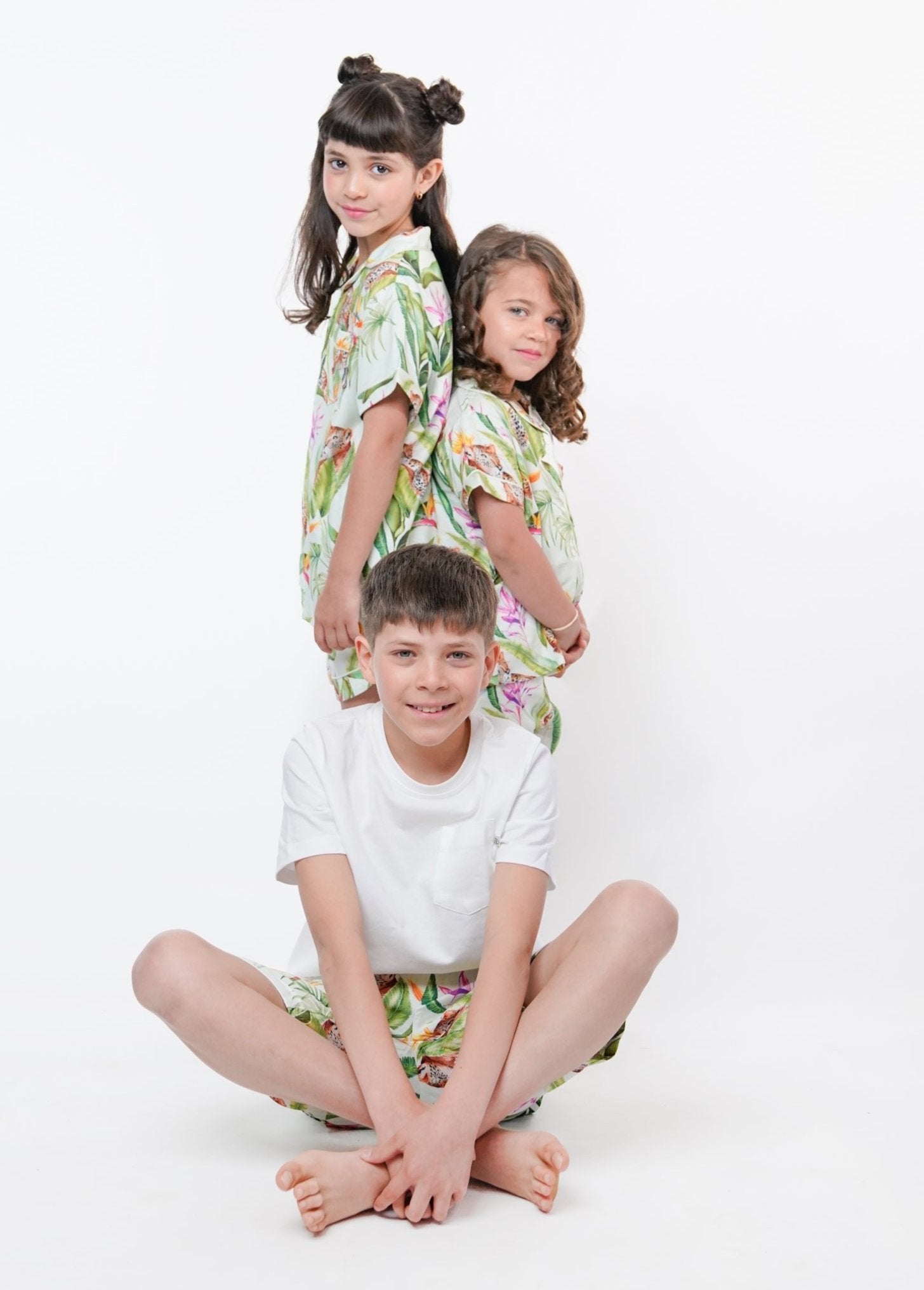 Pijama infantil niño hibisco leopardo aqua S25 by Rosario Mena