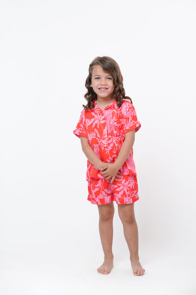 Pijama infantil jazmin leopardo rojo rosa S25