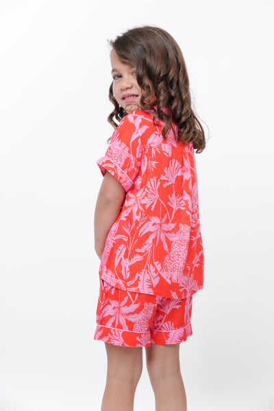 Pijama infantil jazmin leopardo rojo rosa S25