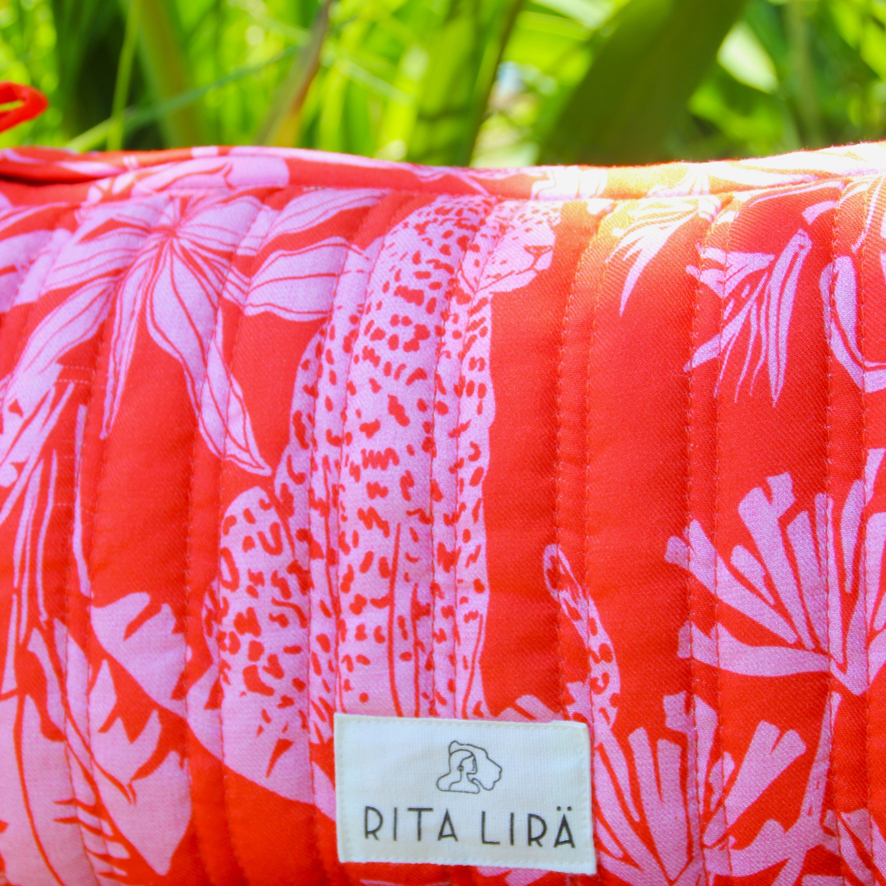 Cosmetiquero Ficus Leopardo Rojo Rosa  S26