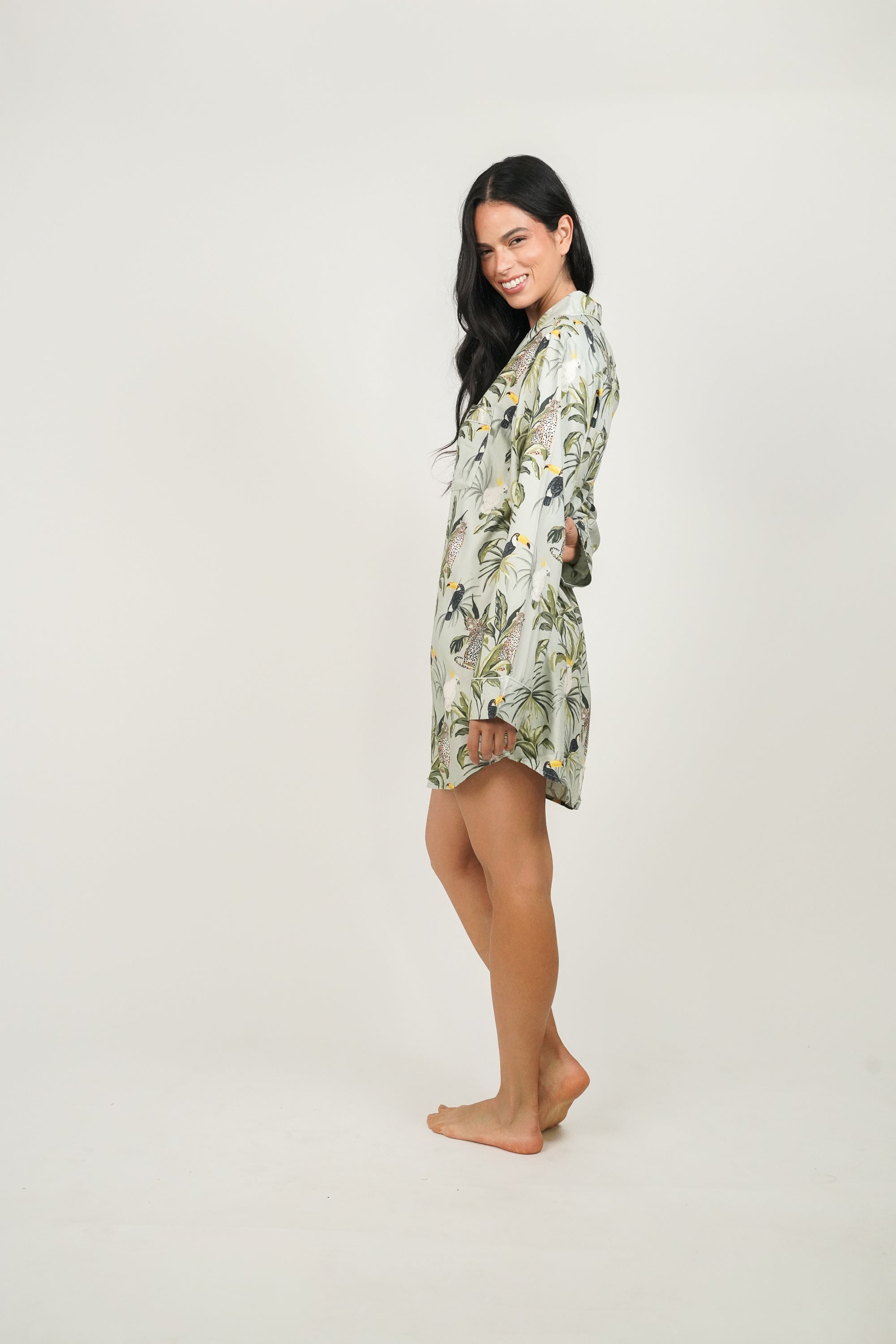 Camisa de dormir Amapola Leopardo Cacatuas W26